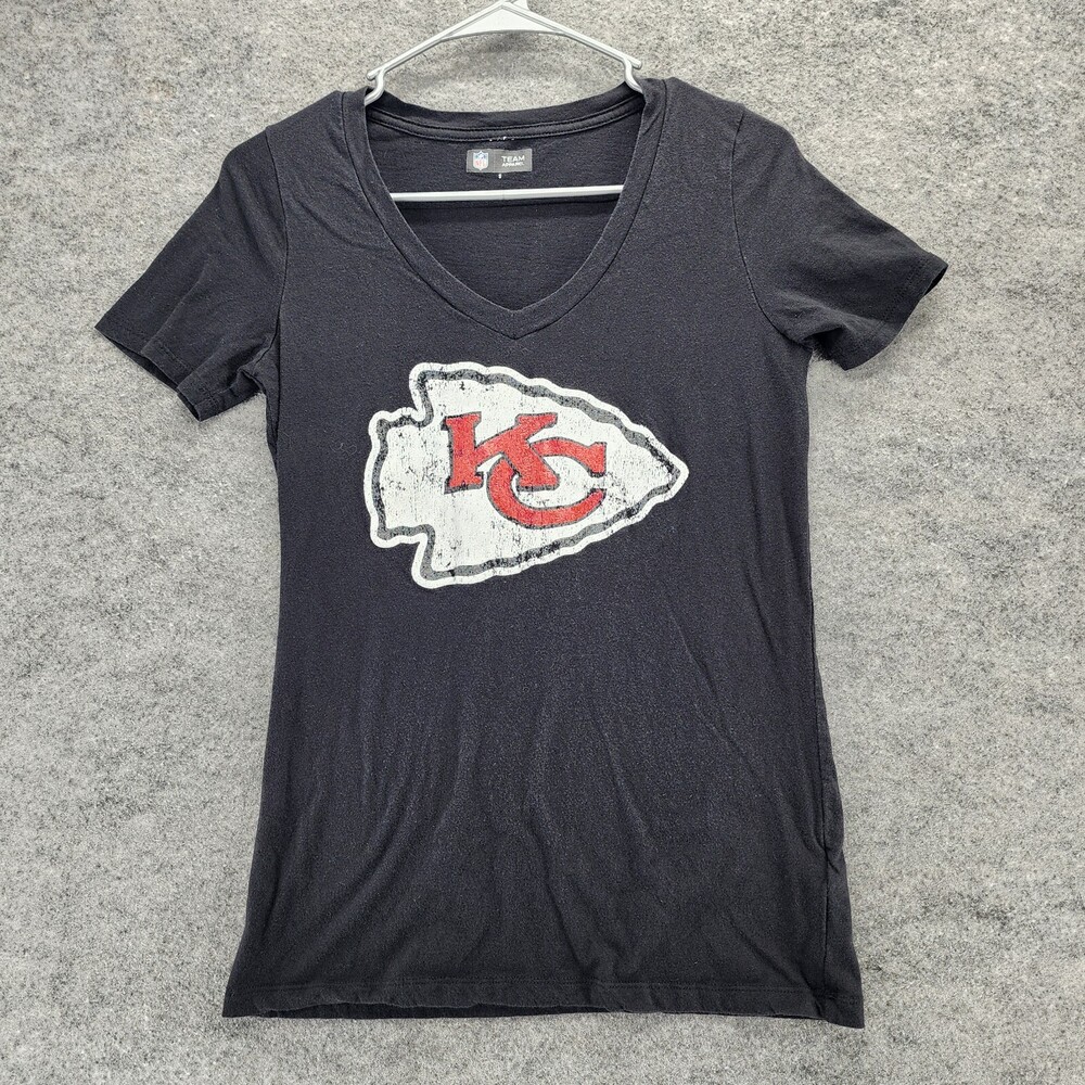 Kansas City Chiefs Shirt Womens Small V Neck Short Sleeve Black